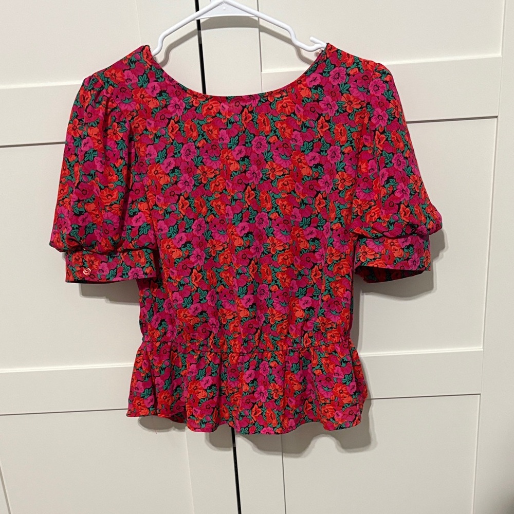 Francesca's Collections Vibrant Floral Peplum Blouse